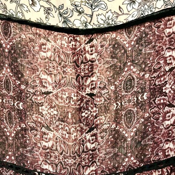 Knox Rose Women's Size XS Oversized Sheer Maroon Bohemian Mini Tunic Boho Dress - Picture 11 of 15